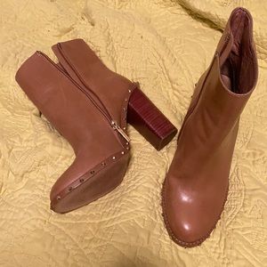 Gianni Bini Gold Stud Leather Booties